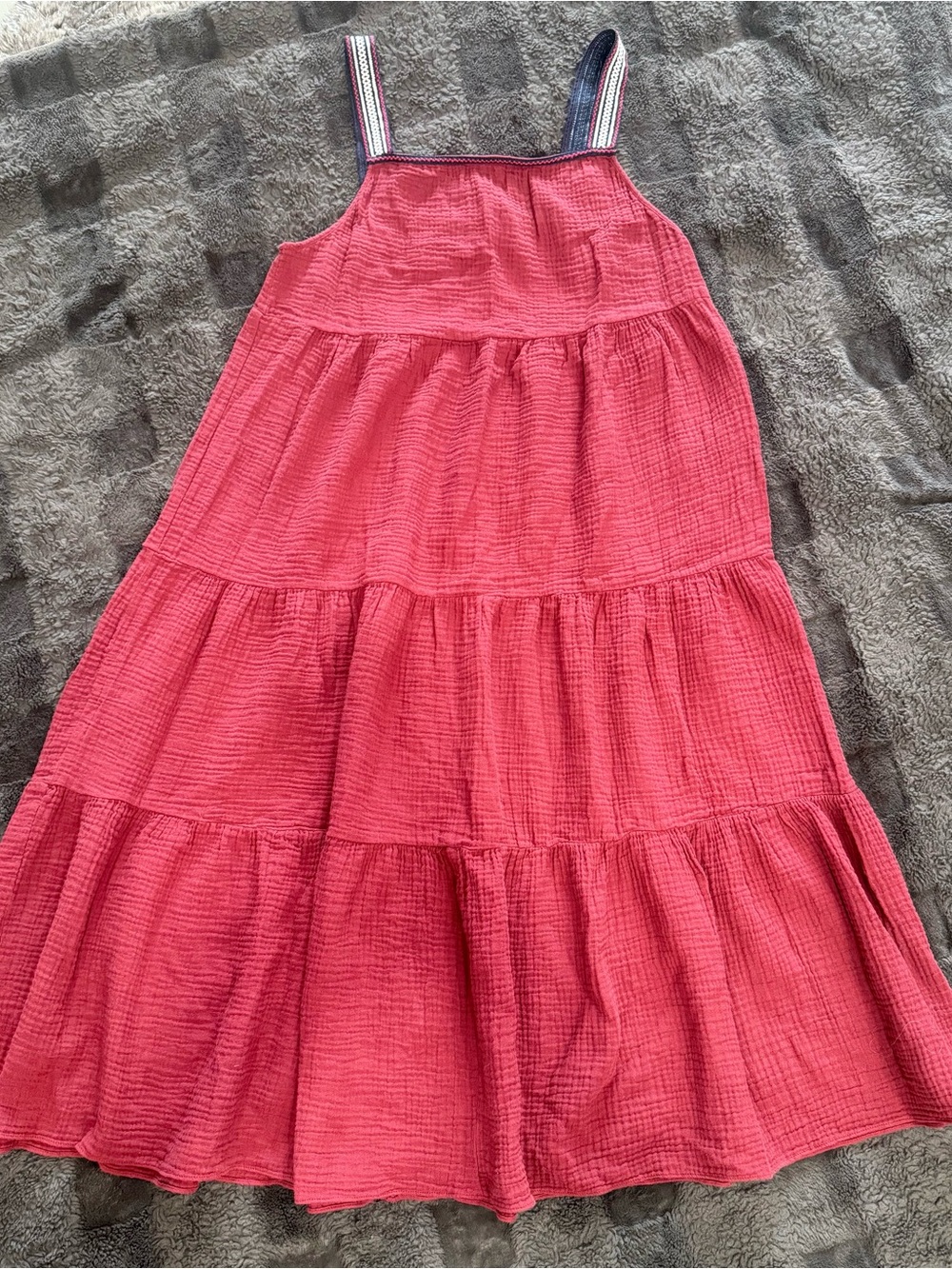 Zara Coral Tiered Cotton-Like A-Line Midi Dress